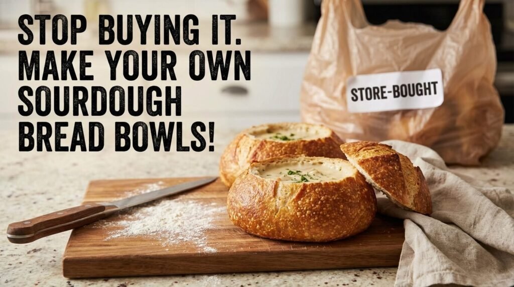 Stop buying it. Make your own sourdough bread bowls!